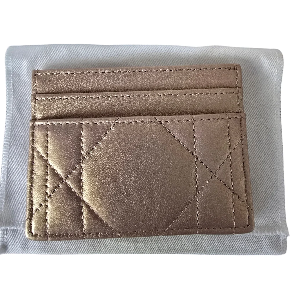 Dior RARE Rose Gold Irridescent Crystal Logo Card Holder - Like New - Picture 4 of 7